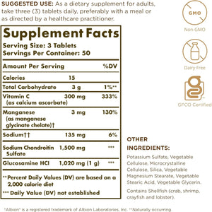 Solgar Extra Strength Glucosamine Chondroitin Complex - 150 Tablets - Supports Healthy Joints & Comfortable Movement - Non-Gmo, Gluten Free, Dairy Free - 50 Servings