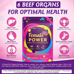 Newseel Beef Organ Supplement for Women, Natural Grass Fed Beef Liver Capsules,Supports Feminine Hormone Balance, Menstruation, Immunity, Skin, Collagen, B12, Energy & Wellness - 60 (1)