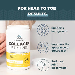 Ancient Nutrition Collagen Peptides, Collagen Peptides Powder, Vanilla Hydrolyzed Collagen, Supports Healthy Skin, Joints, Gut, Keto and Paleo Friendly, 12 Servings, 20G Collagen per Serving