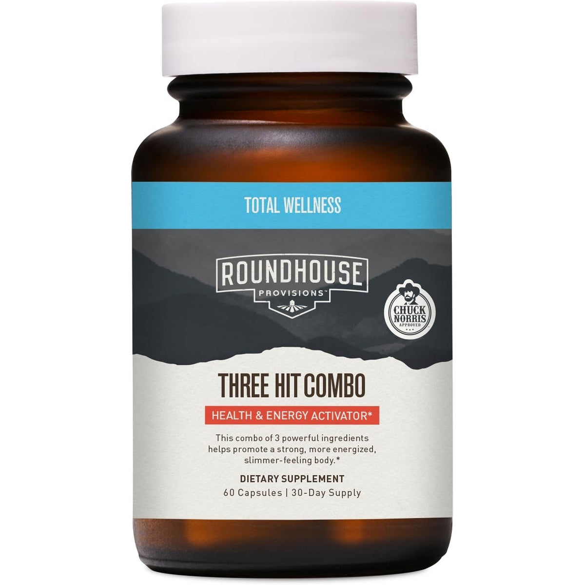 ROUNDHOUSE PROVISION Three Hit Combo by Chuck Norris – Fat Burner, Energy Booster & Wellness Support – 30-Day Supply (60 Capsules)