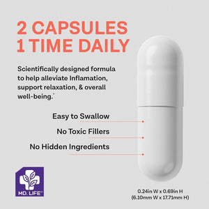 MD.LIFE Lock Jaw Assistance - 60 Vegan Capsules - TMJ Relief Support and Jaw Relaxer Supplement - Double Strength Formula Tension Relief- Third-Party Tested