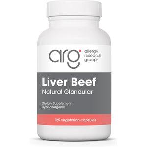 Allergy Research Group ARG Liver Beef Natural Glandular - 1000 Mg Bovine Liver - Supports Liver Function - Hypoallergenic Formula - 62 Servings - 125 Count