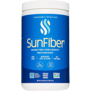Tomorrow'S Nutrition, Sunfiber, Prebiotic Fiber Supplement for Digestive Health, GLP-1 Friendly, Low FODMAP, Gluten-Free, Unflavored, 30 Servings