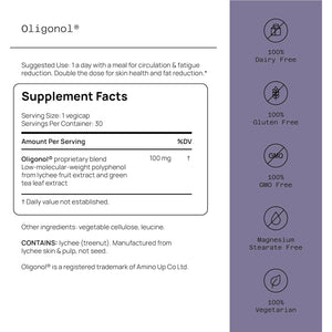 Quality of Life Oligonol Premium anti Aging Supplement - Promotes Cardiovascular Health, Circulation & Youth, Includes Antioxidants - Lychee Fruit Extract - 30 Vegicaps
