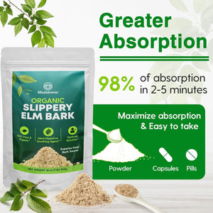 Slippery Elm, Natural Herbs Slippery Elm Powder for Soothing Throat* & Digestive, Diarrhea, PH Balance, Gut Health - with Superior Inner Bark Source, 100% Pure & Vegan, Non-Gmo, 1Lb (349 Servings)