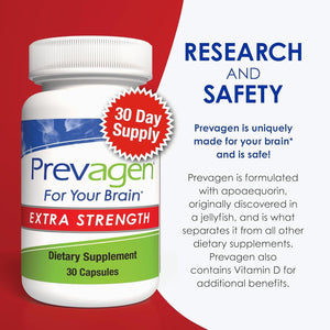 Prevagen Extra Strength - 30 Capsules (1 Month Supply) | Formulated for Your Brain | 20Mg of Apoaequorin plus Vitamin D3 with 7-Day Pill Minder