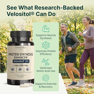 VINATURA Velositol Supplements - Protein Synthesis Enhancer for Strength and Muscle Support, for Men and Women, 90 Capsules