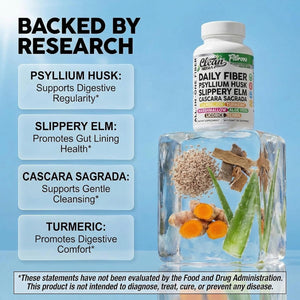 Fiber Supplement Capsules Slippery Elm Psyllium Husk Cascara Sagrada Dandelion Root Turmeric Supplement Aloe Vera Licorice Senna Marshmallow Root Digestive Health Cleanse 90 Pills by Clean Nutra
