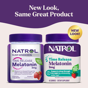 Natrol Time Release Melatonin Gummies, Sleep Support for Adults, 3 Mg Melatonin Supplements for Sleep Support, 45 Strawberry-Flavored Gummies, up to a 45 Day Supply