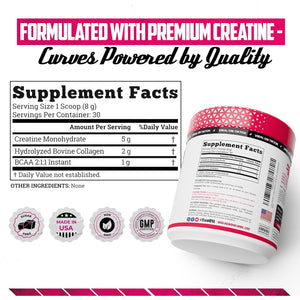 Old School Labs Creatine for Women – Post-Workout Supplement with 5000Mg Creatine Monohydrate Powder, 2000Mg Collagen & BCAA 2:1:1 for Strength Support & Recovery – Unflavored - 8.57 Ounce (Pack of 1)