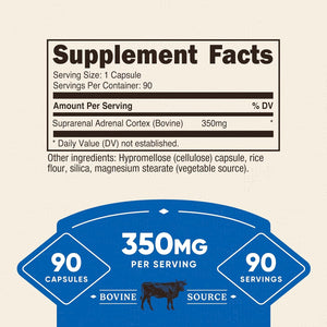 Nutricost Adrenal Glandular (350Mg) 90 Capsules - Bovine Adrenal Cortex Supplement, Gmo-Free, Gluten-Free
