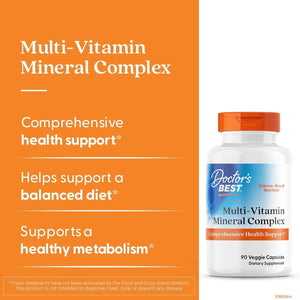 Doctor'S Best Multi-Vitamin Mineral Complex - Daily Vegan Multivitamin for Women & Men, Vitamins A, C, D3, E, K2, Riboflavin, & Niacin, Health Support Supplement for Adults, Non-Gmo - 90 Veg Capsules