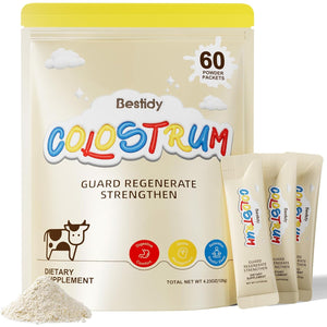 Bestidy Colostrum Supplement,Colostrum Powder for Gut, Hair Growth, Beauty, Individually Packaged,Natural Superfood Bovine Colostrum Powder,(60 Servings) 4.23 Oz