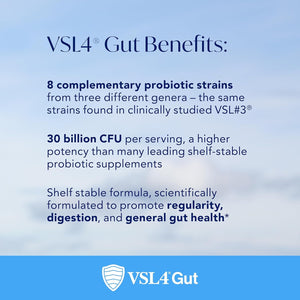 VSL4® Gut Daily Probiotics for Gut Health - 30B Cfus, Multi-Strain Digestive Support for Women & Men, Promotes Gut Balance & Regularity, Potent, Shelf-Stable Probiotic Supplement, 30 Capsules