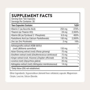 THORNE - Stress Balance - Adrenal Support Supplement with B Vitamins, Vitamin C, Ashwagandha, Ginseng & Zinc* - Third-Party Certified - Gluten, Dairy & Soy-Free - 60 Capsules