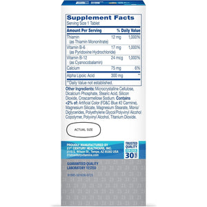 21St Century Nerve Health Tablets (30 Count), Alpha Lipoic Acid 300Mg, B1, B6, & B12 Vitamins for Nerve Function Support, Antioxidant ALA Supplement, Gluten Free. Non-Gmo, & Vegan