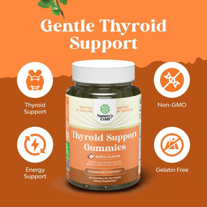 Natures Craft Thyroid Support Gummies - Thyroid Support Gummies for Comprehensive Support for Men and Women with Iodine Selenium and Other Potent Vitamins - Gelatin-Free Non-Gmo - 60 Count