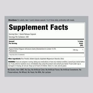 Piping Rock Pygeum | 100Mg | 240 Capsules | Supplement for Men & Women | Pygeum Africanum Bark Extract | Ultra Standardized Phytosterols | Non-Gmo, Gluten Free