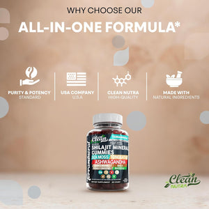 Terramineral Shilajit Gummies with Irish Sea Moss Tongkat Ali Ashwagandha Lion'S Mane MACA Panax Ginseng Rhodiola & Cordyceps by Clean Nutra (1)
