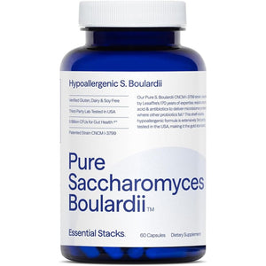 Essential Stacks Saccharomyces Boulardii Probiotics (Non-Gmo & Gluten Free) - 5 Billion Cfus for Gut Health (60 Capsules)