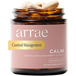 Arrae Calm Cortisol Manager - 60 Stress & Panic Relief Capsules - Mood Support Supplement W/L-Theanine, Inositol, Passionflower, & Magnesium to Help You Feel Zen