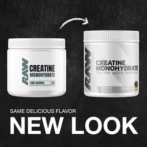 RAW Nutrition Creatine Monohydrate Powder, Unflavored (30 Servings) - Micronized Creatine Monohydrate Supplement for Workout Performance, Build Muscle & Strength - Creatine Powder for Men & Women