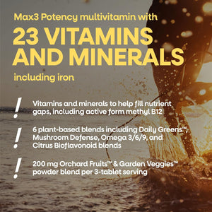 Nature'S Way Alive! Max3 Potency Daily Multivitamin with Iron, High Potency Adult Multivitamins to Support Cellular Energy Metabolism, Heart, and Muscle Function* for Women & Men, 90 Tablets