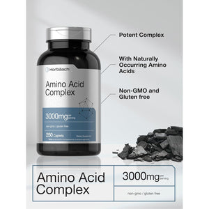 Horbäach Amino Acid Complex 3000Mg | 250 Caplets | Non-Gmo, Gluten Free Supplement