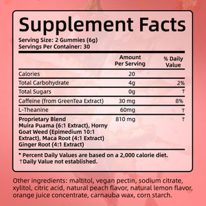 Spicy Gummies Cubes for Couples, Adults Hot Peach Gummy with Chili Pepper, Muira Puama, Maca Root and Epimedium, Plant-Based Daily Wellness Support, Vegan, Non-Gmo – 60 Gummies