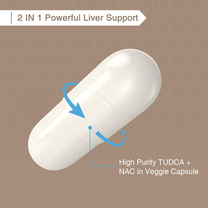 TUDCA with NAC Supplement 1200Mg - 120 Capsules,Powerful TUDCA Bile Salt plus N-Acetyl-Cysteine,Antioxidant Supplements for Liver,Digestion, 2 Counts