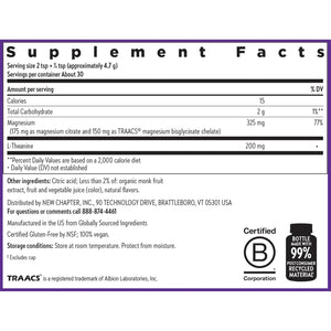 New Chapter Magnesium Glycinate + L-Theanine Supplement Powder, with 325 Mg Magnesium & L-Theanine 200 Mg for Calm, Focus, Mental Clarity, Muscle Relaxation & Cortisol Balance*, 30 Servings