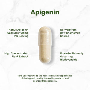 Apigenin, 100Mg per Serving, 240 Capsules – Raw Plant Extract from Chamomile Flower – Active Bioflavonoids & Antioxidants – Sleep & Relaxation Supplement – Non-Gmo