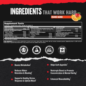 Animal Cuts Thermogenic Fat Burner Powder - Weight Loss for Women and Men for Metabolism, Energy, Focus, and Nootropic Brain Support with Ketones Appetite Suppressant - Orange Mango Flavor