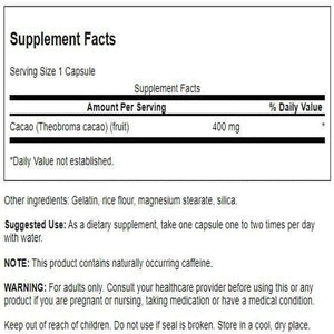 Swanson Full Spectrum Cacao (Raw Cocoa) - Herbal Supplement Promoting Mild Energy Support - Traditional Whole Fruit Formula - (60 Capsules, 400Mg Each)