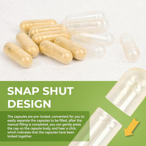 Size 000 Empty Vegetarian Capsules, (1000 Count) Vegan Clear Fillable Veggie Pill Capsules for DIY Supplement Filling