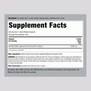 Piping Rock Beet Root Powder Capsules | 320 Pills | Herbal Extract Supplement for Men and Women | Beta Vulgaris | Non-Gmo, Gluten Free