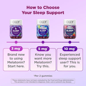 OLLY Sleep Gummy, Sleep Support Supplement,* 3 Mg Melatonin, L-Theanine, Chamomile and Lemon Balm Extracts, Blackberry Zen Flavor, 35 Day Supply - 70 Count