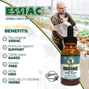 Essiac Original Tea USDA Organic Daily Drops for Enhanced Lymphatic Drainage and Immune Support | Alcohol Free Concentrated Formula | 2Oz (59Ml)