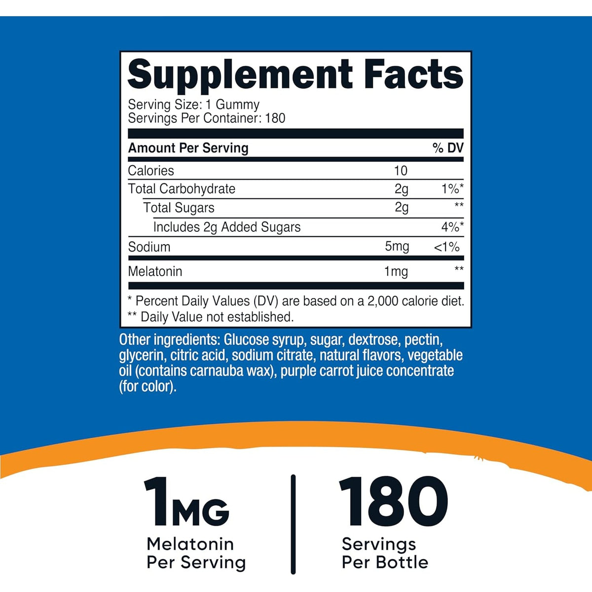 Nutricost Melatonin 1Mg, 180 Gummies, Strawberry Flavored - Gluten Free, Non-Gmo, No Corn Syrup