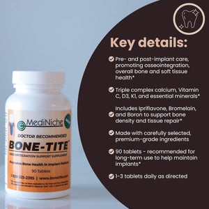 Bone-Tite Osseointegration Support Supplement I Key Vitamins, Minerals, and Nutrients to Promote Dental Implant Support | 90 Tablets | Pack of 1