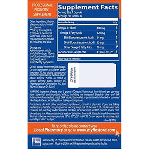 Restora Probiotic Supplement -Immunity Booster-Patented Probiotic W|Omega 3, Gut Health Stabilizer Increases Resistance to Infectious Diseases -Calms Inflammation