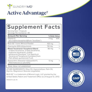 Gundry MD® Active Advantage Astaxanthin and Coq10 Supplement to Support Energy, Strength and Metabolism, 30 Count