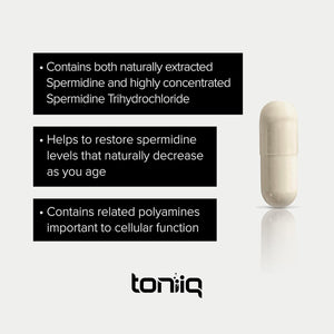Toniiq 22Mg Ultra Concentrated Spermidine Supplement -Spermidine Supplements for Men and Women - Rice Germ Extract and Trihydrochloride Complex Blend - 60 Vegetarian Capsules - 30 Servings
