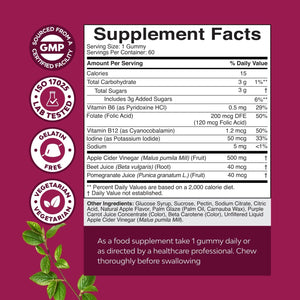 Apple Cider Vinegar Gummies with Mother - Cleanse & Detox ACV Gummies for Weight Loss, Gut Health, Bloating, Metabolism & Energy Support - ACV with Mother with B12 Vitamin, B6 & Pomegranate - 60 Ct