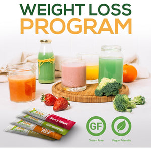 Raw Fountain 3 Day Juice Cleanse Detox, 24 Powder Packets, Travel and Vegan Friendly, 4 All Natural Flavors, Includes Protein (3 Day)