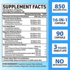 Probiotics for Men, Advanced 50+ Mens Probiotic, Comprehensive Gut & Energy Support with 850 Billion CFU, 1800Mg Prebiotics Fiber – Tailored Wellness Mens Probiotics for Gut Health over 50, 90 Capsule