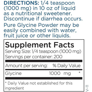 Metabolic Maintenance Glycine Powder - 1000 Mg Glycine - Calm and Detox Support - Hypoallergenic Formula - Unflavored Powder - 200 Servings - 7 Oz