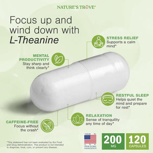 Nature'S Trove L-Theanine 200Mg 120 Vegetarian Capsules