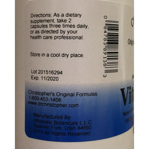 Christopher'S Original Formulas Vitalerbs, Nutrient-Rich Herbal Supplement, 180 Veg Caps