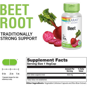 SOLARAY Beet Root 605Mg | May Support Cardiovascular Health & Athletic Performance, Kidney, Liver & Blood Health | Non-Gmo | Vegan | 100 Vegcaps